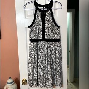 White House Black Market Halter Neckline Black and White Dress Size 14